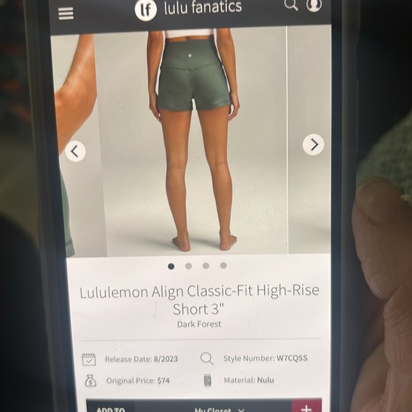 lululemon align classic fit hi-rise short 3” - Picture 4 of 4